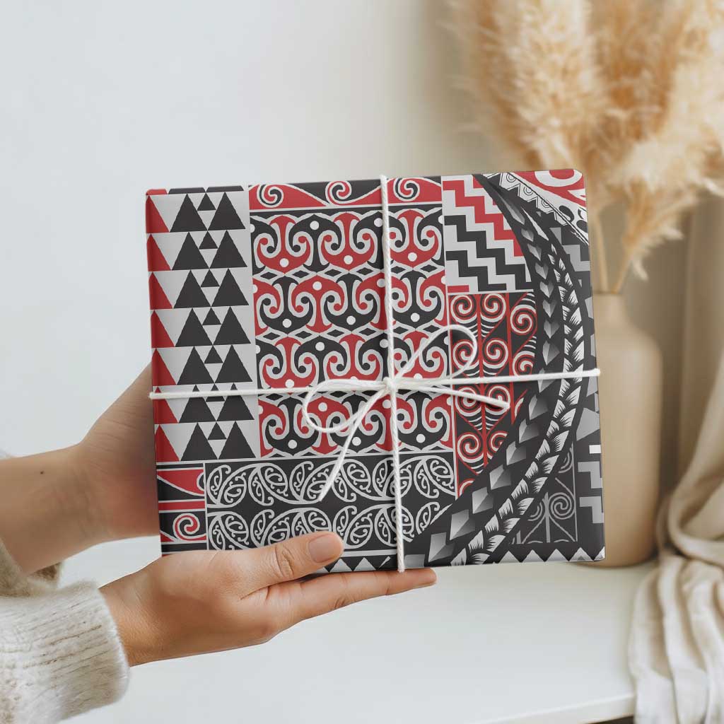 Aotearoa Maori Tribal Tattoo Wrapping Paper Kowhaiwhai Taniko Patchwork Motifs - Aussie Hoodie