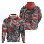Aotearoa Maori Tribal Tattoo Zip Hoodie Kowhaiwhai Taniko Patchwork Motifs