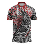 Aotearoa Maori Tribal Tattoo Zipper Polo Shirt Kowhaiwhai Taniko Patchwork Motifs - Aussie Hoodie