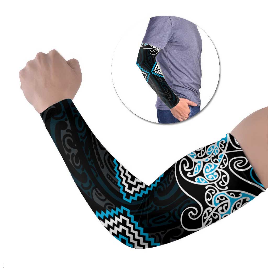 Blue Aotearoa Tukutuku Manawa Tapu Arm Sleeves Ta Moko Toi Maori - Aussie Hoodie