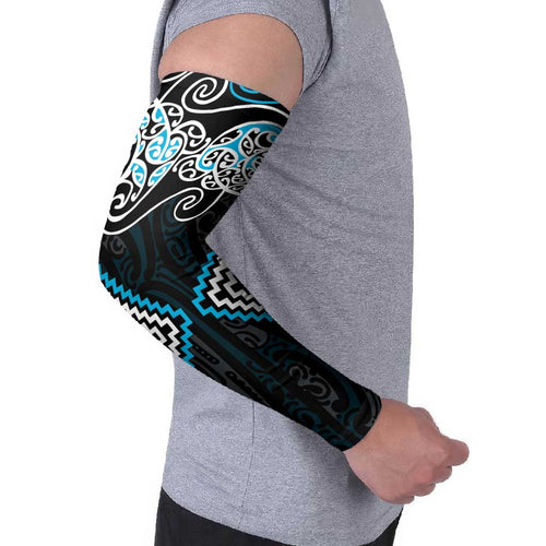 Blue Aotearoa Tukutuku Manawa Tapu Arm Sleeves Ta Moko Toi Maori - Aussie Hoodie