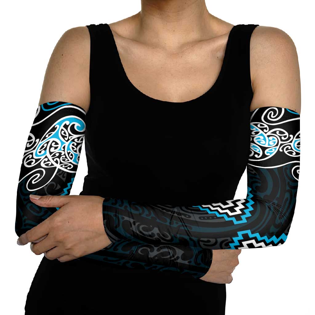 Blue Aotearoa Tukutuku Manawa Tapu Arm Sleeves Ta Moko Toi Maori - Aussie Hoodie