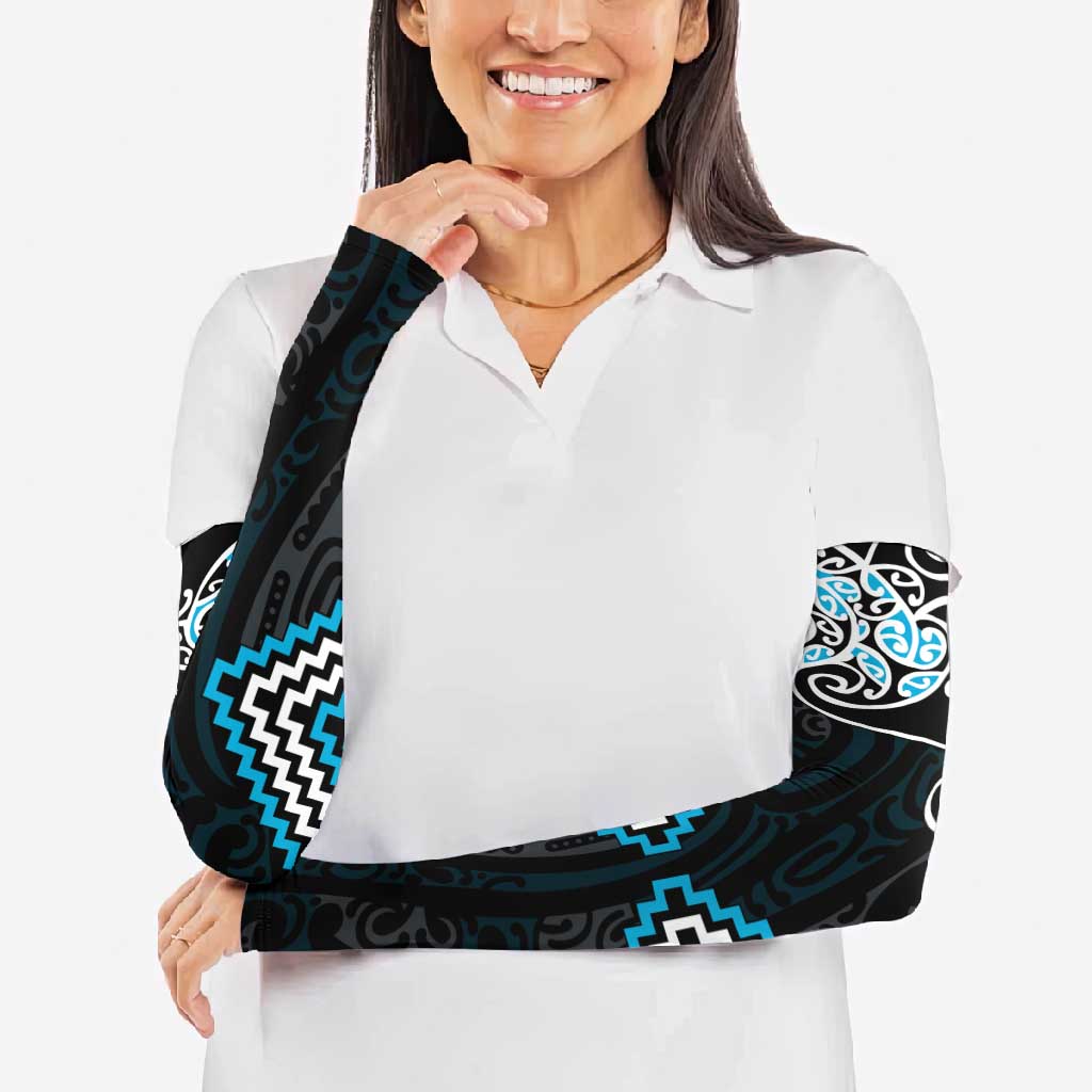 Blue Aotearoa Tukutuku Manawa Tapu Arm Sleeves Ta Moko Toi Maori - Aussie Hoodie