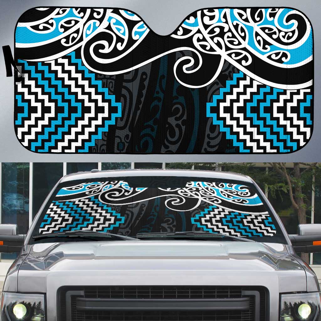 Blue Aotearoa Tukutuku Manawa Tapu Auto Sun Shade Ta Moko Toi Maori - Aussie Hoodie