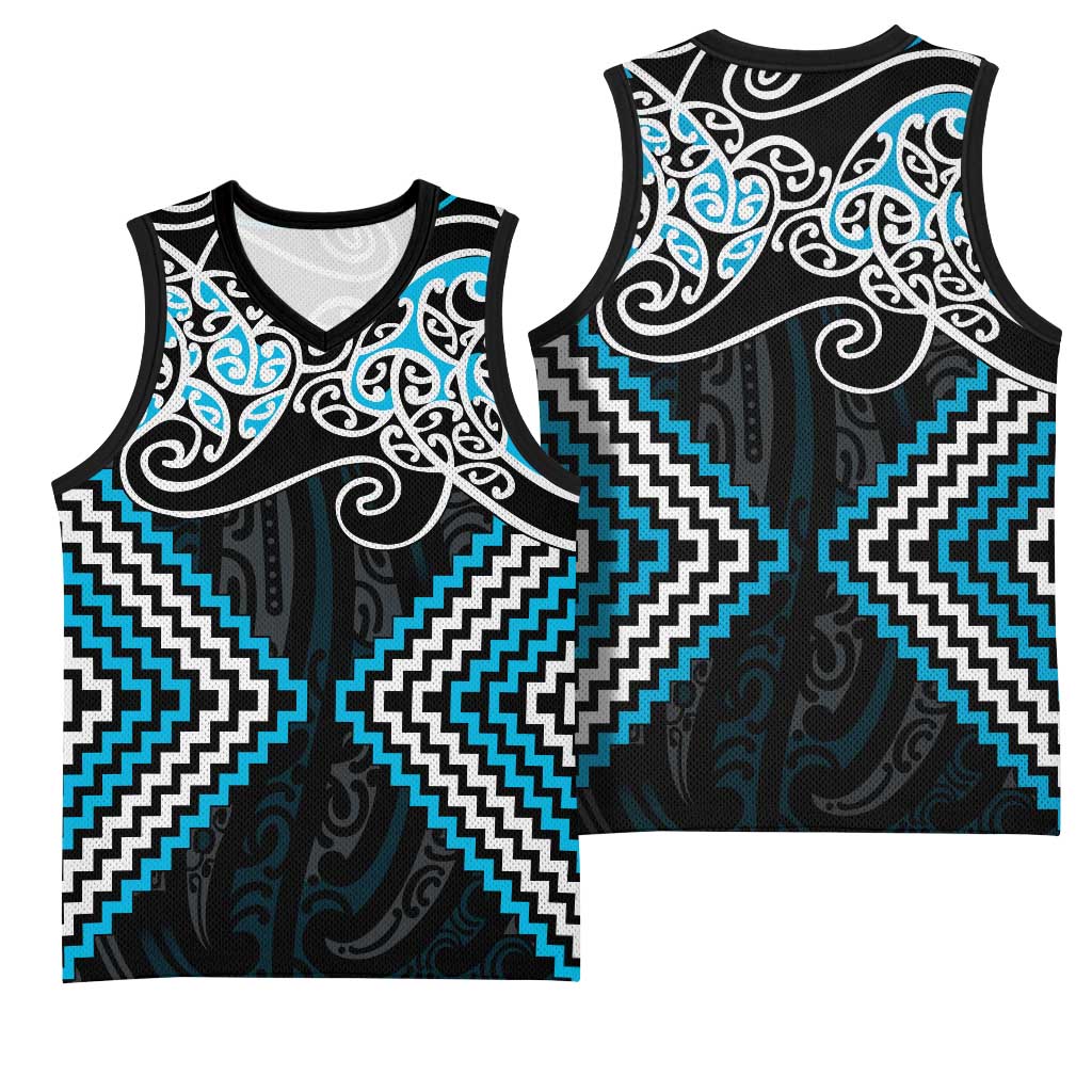 Blue Aotearoa Tukutuku Manawa Tapu Basketball Jersey Ta Moko Toi Maori - Aussie Hoodie