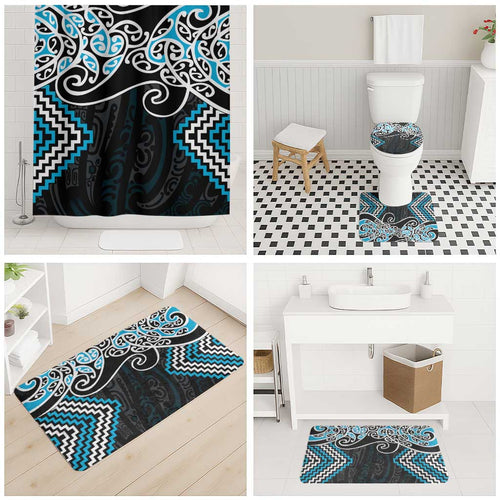 Blue Aotearoa Tukutuku Manawa Tapu Bathroom Set Ta Moko Toi Maori - Aussie Hoodie
