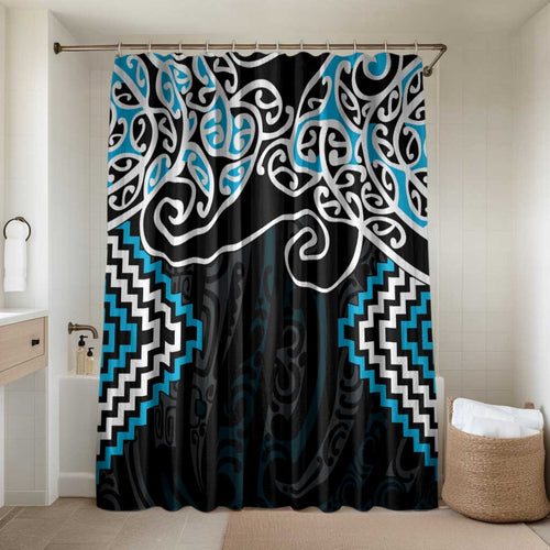 Blue Aotearoa Tukutuku Manawa Tapu Bathroom Set Ta Moko Toi Maori - Aussie Hoodie