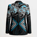 Blue Aotearoa Tukutuku Manawa Tapu Blazer Ta Moko Toi Maori - Aussie Hoodie