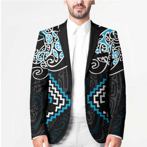 Blue Aotearoa Tukutuku Manawa Tapu Blazer Ta Moko Toi Maori - Aussie Hoodie