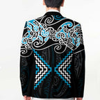 Blue Aotearoa Tukutuku Manawa Tapu Blazer Ta Moko Toi Maori - Aussie Hoodie