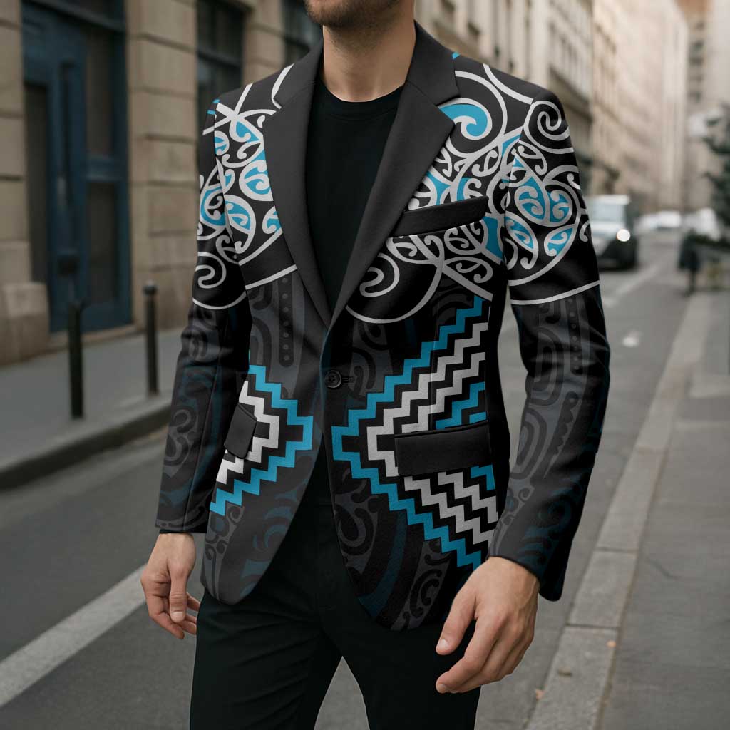 Blue Aotearoa Tukutuku Manawa Tapu Blazer Ta Moko Toi Maori - Aussie Hoodie