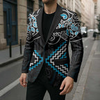 Blue Aotearoa Tukutuku Manawa Tapu Blazer Ta Moko Toi Maori - Aussie Hoodie