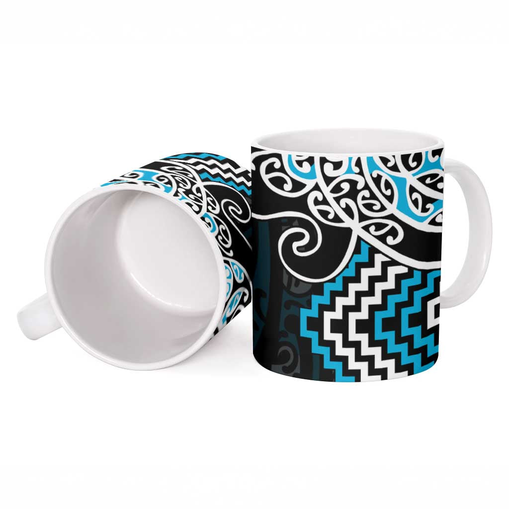 Blue Aotearoa Tukutuku Manawa Tapu Ceramic Mug Ta Moko Toi Maori - Aussie Hoodie