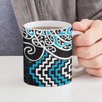 Blue Aotearoa Tukutuku Manawa Tapu Ceramic Mug Ta Moko Toi Maori - Aussie Hoodie