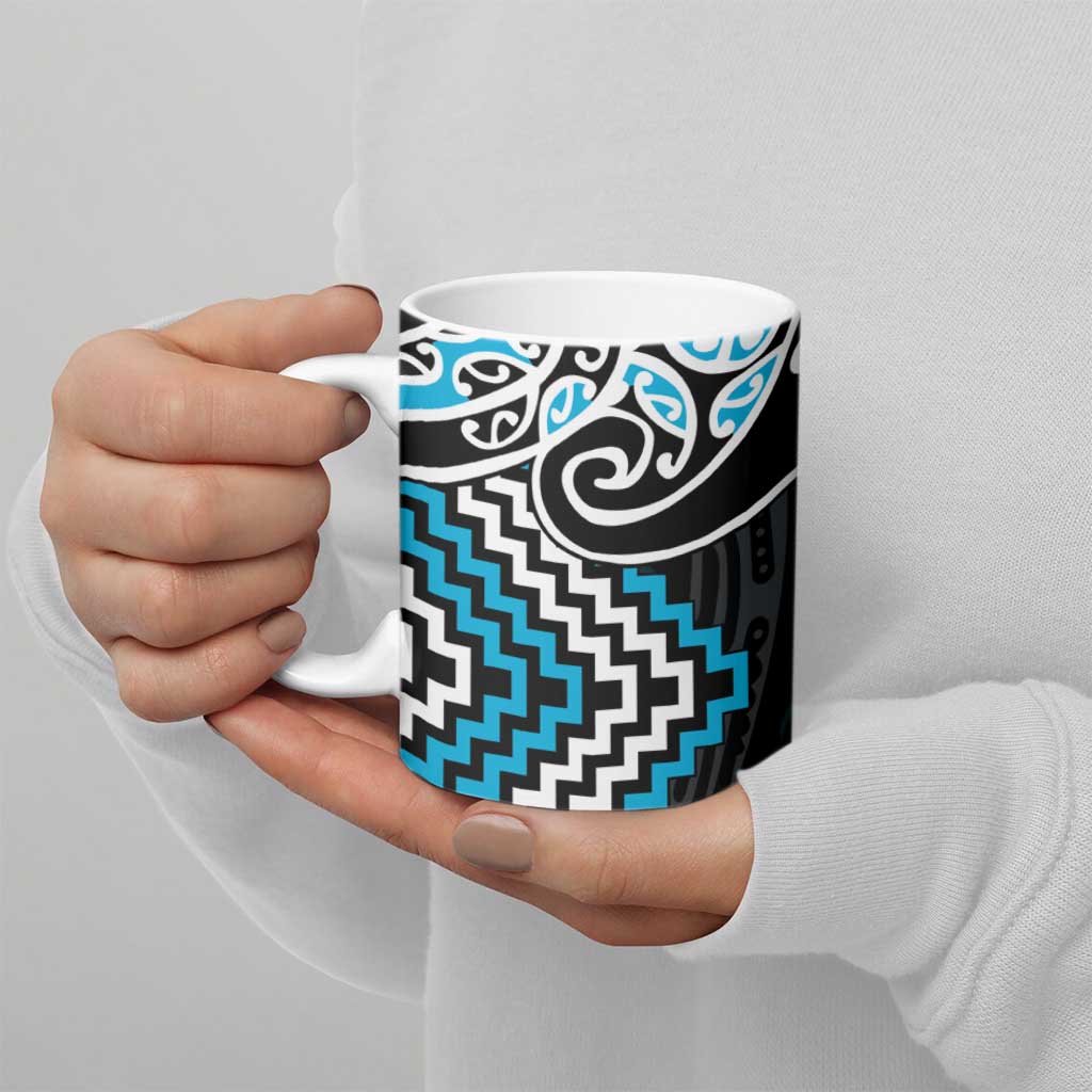 Blue Aotearoa Tukutuku Manawa Tapu Ceramic Mug Ta Moko Toi Maori - Aussie Hoodie