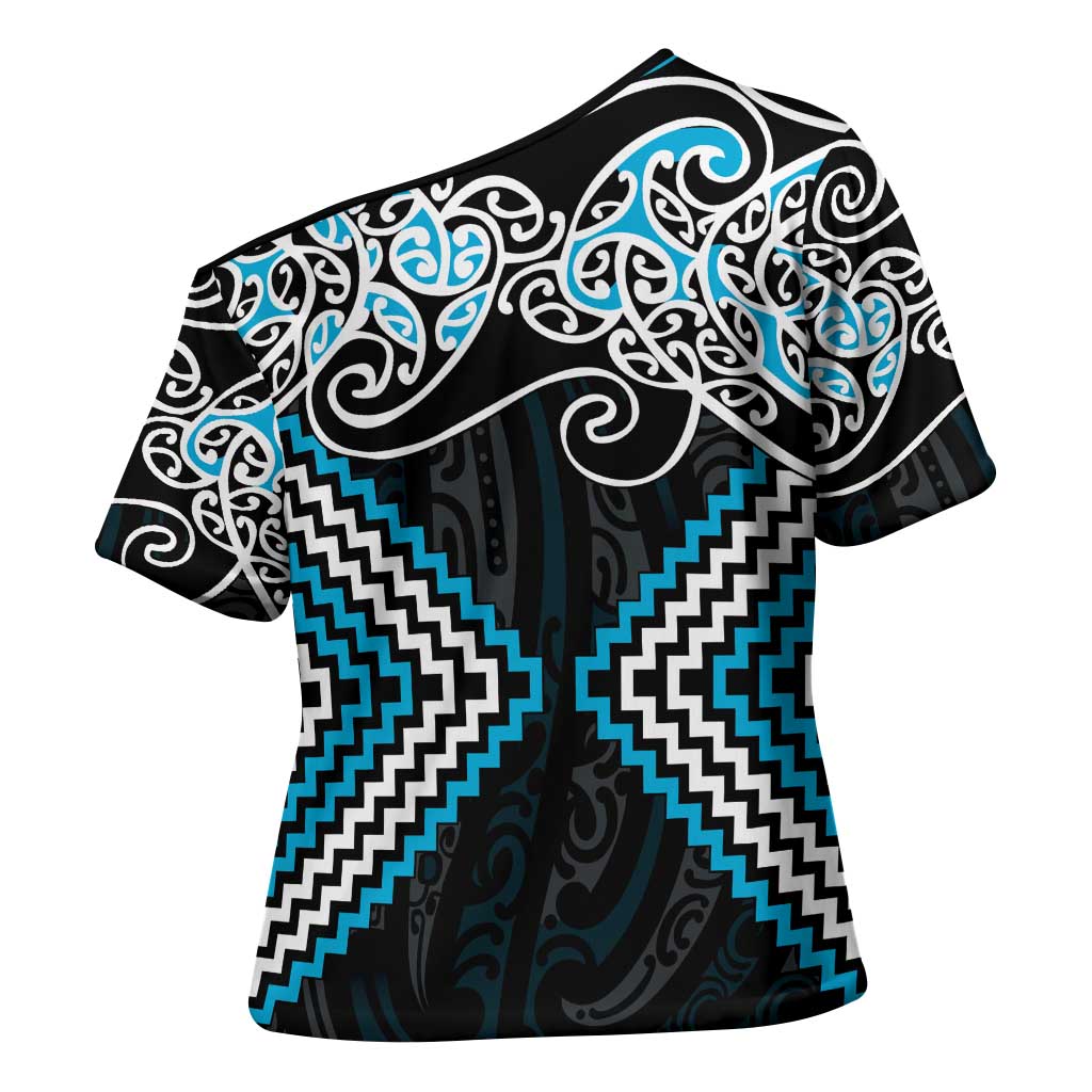 Blue Aotearoa Tukutuku Manawa Tapu Cross Shoulder Shirt Ta Moko Toi Maori - Aussie Hoodie