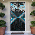 Blue Aotearoa Tukutuku Manawa Tapu Door Cover Ta Moko Toi Maori - Aussie Hoodie