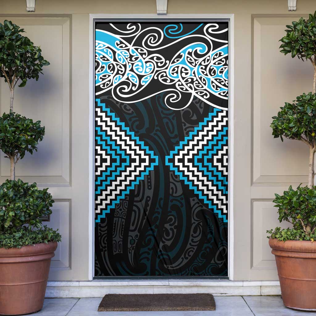 Blue Aotearoa Tukutuku Manawa Tapu Door Cover Ta Moko Toi Maori - Aussie Hoodie