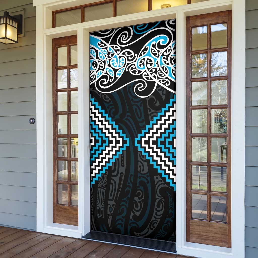 Blue Aotearoa Tukutuku Manawa Tapu Door Cover Ta Moko Toi Maori - Aussie Hoodie