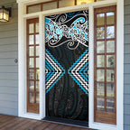 Blue Aotearoa Tukutuku Manawa Tapu Door Cover Ta Moko Toi Maori - Aussie Hoodie