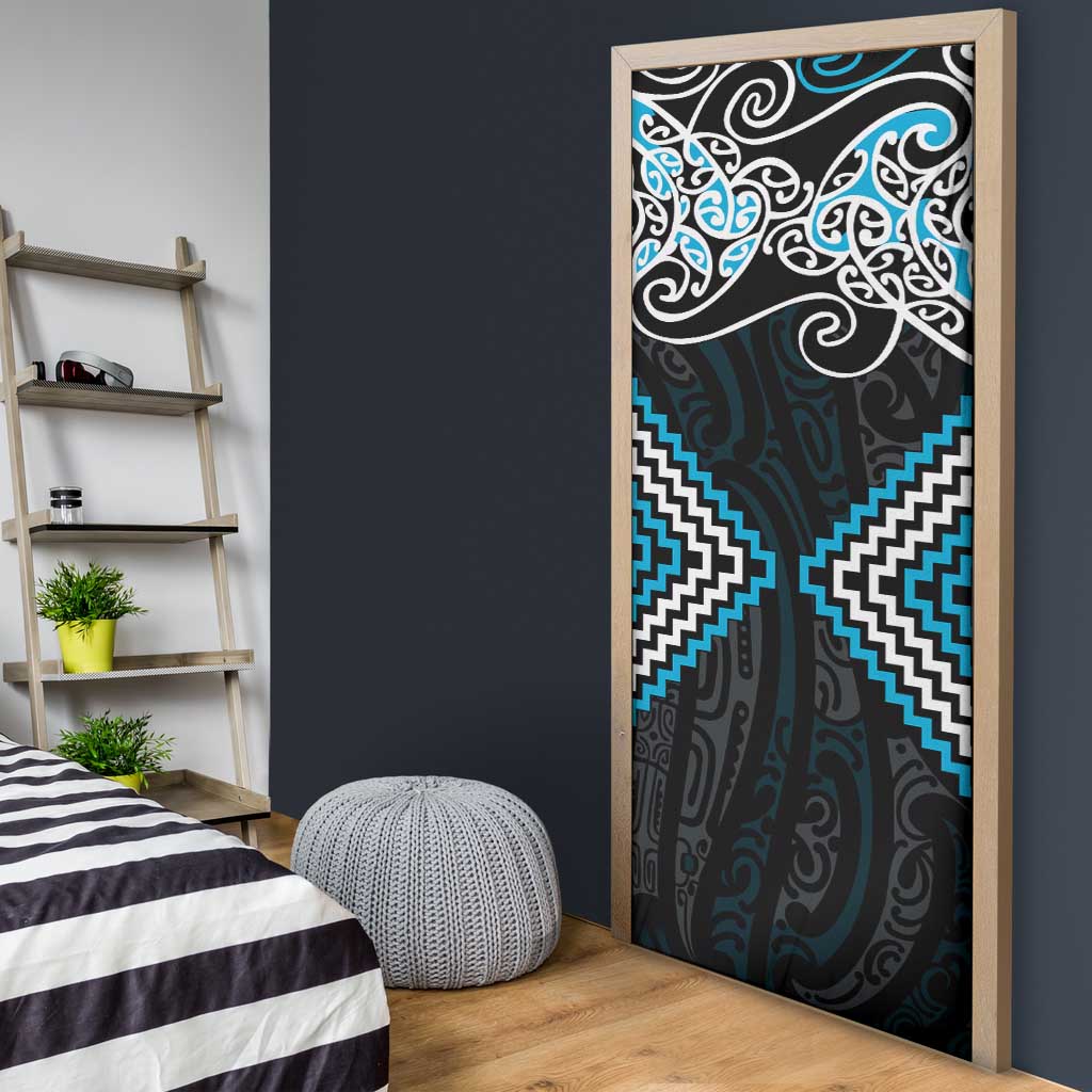 Blue Aotearoa Tukutuku Manawa Tapu Door Cover Ta Moko Toi Maori - Aussie Hoodie