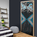 Blue Aotearoa Tukutuku Manawa Tapu Door Cover Ta Moko Toi Maori - Aussie Hoodie