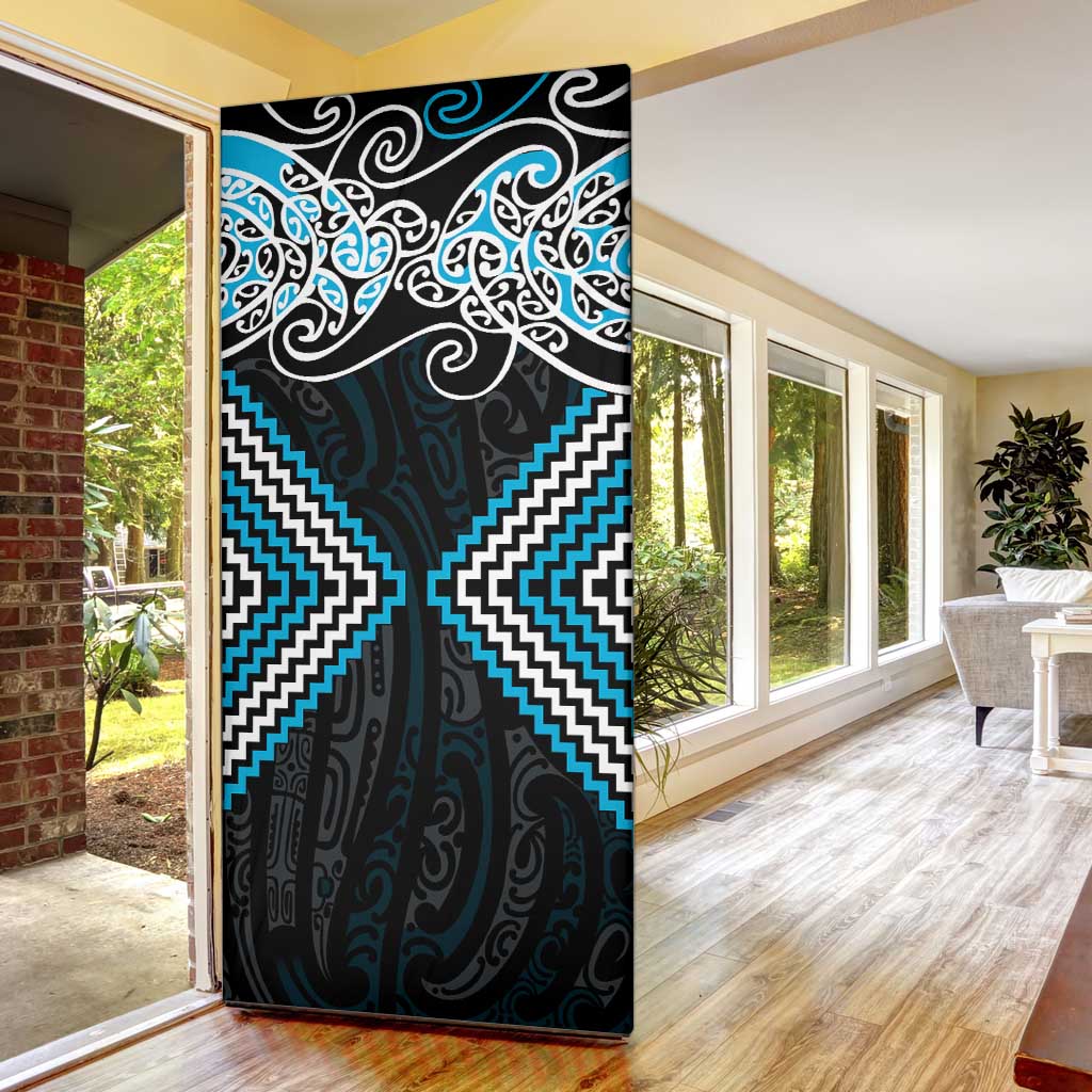Blue Aotearoa Tukutuku Manawa Tapu Door Cover Ta Moko Toi Maori - Aussie Hoodie