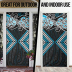 Blue Aotearoa Tukutuku Manawa Tapu Door Cover Ta Moko Toi Maori - Aussie Hoodie