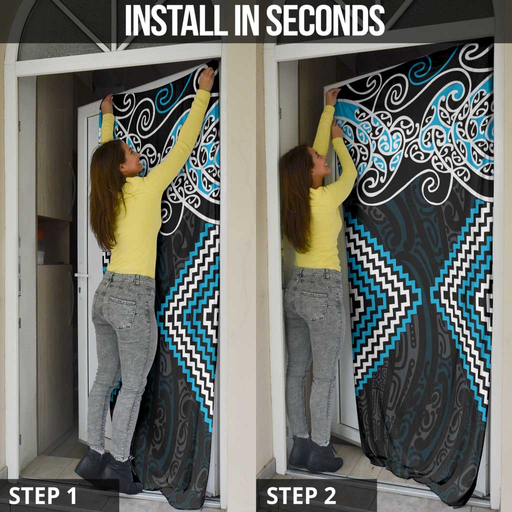 Blue Aotearoa Tukutuku Manawa Tapu Door Cover Ta Moko Toi Maori - Aussie Hoodie