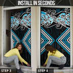 Blue Aotearoa Tukutuku Manawa Tapu Door Cover Ta Moko Toi Maori - Aussie Hoodie