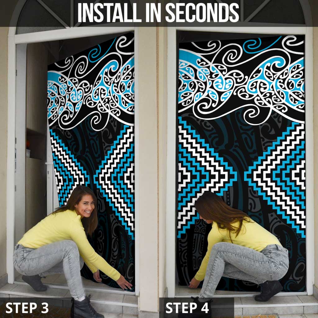 Blue Aotearoa Tukutuku Manawa Tapu Door Cover Ta Moko Toi Maori - Aussie Hoodie