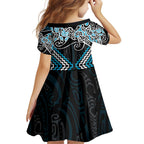 Blue Aotearoa Tukutuku Manawa Tapu Family Matching Puletasi and Hawaiian Shirt Ta Moko Toi Maori