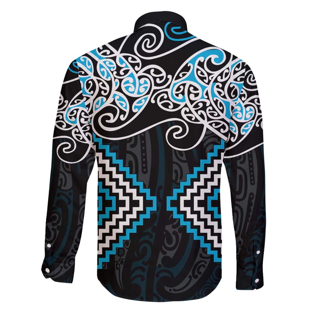 Blue Aotearoa Tukutuku Manawa Tapu Family Matching Tank Maxi Dress and Hawaiian Shirt Ta Moko Toi Maori