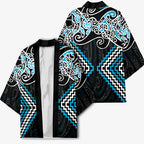 Blue Aotearoa Tukutuku Manawa Tapu Kimono Ta Moko Toi Maori - Aussie Hoodie