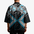 Blue Aotearoa Tukutuku Manawa Tapu Kimono Ta Moko Toi Maori - Aussie Hoodie