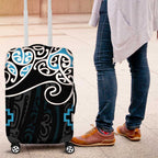 Blue Aotearoa Tukutuku Manawa Tapu Luggage Cover Ta Moko Toi Maori