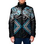 Blue Aotearoa Tukutuku Manawa Tapu Padded Jacket Ta Moko Toi Maori - Aussie Hoodie