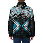 Blue Aotearoa Tukutuku Manawa Tapu Padded Jacket Ta Moko Toi Maori - Aussie Hoodie