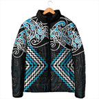 Blue Aotearoa Tukutuku Manawa Tapu Padded Jacket Ta Moko Toi Maori - Aussie Hoodie