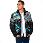 Blue Aotearoa Tukutuku Manawa Tapu Padded Jacket Ta Moko Toi Maori - Aussie Hoodie