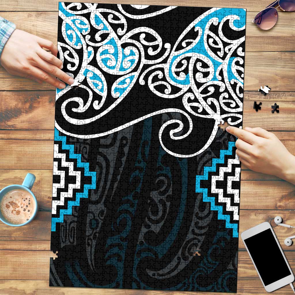 Blue Aotearoa Tukutuku Manawa Tapu Puzzle Ta Moko Toi Maori - Aussie Hoodie