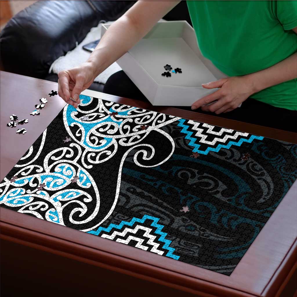 Blue Aotearoa Tukutuku Manawa Tapu Puzzle Ta Moko Toi Maori - Aussie Hoodie