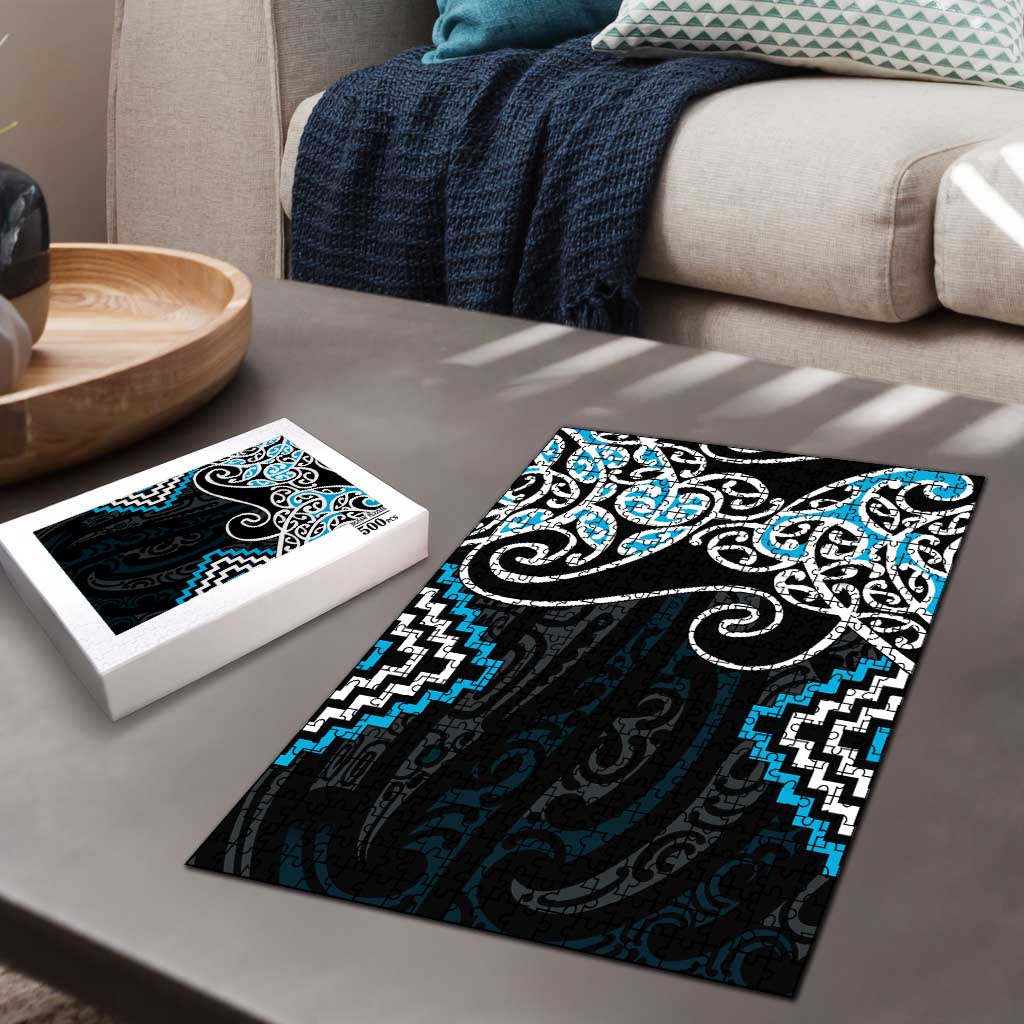 Blue Aotearoa Tukutuku Manawa Tapu Puzzle Ta Moko Toi Maori - Aussie Hoodie