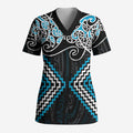 Blue Aotearoa Tukutuku Manawa Tapu Scrub Top Ta Moko Toi Maori - Aussie Hoodie