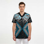 Blue Aotearoa Tukutuku Manawa Tapu Scrub Top Ta Moko Toi Maori - Aussie Hoodie