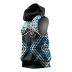 Blue Aotearoa Tukutuku Manawa Tapu Sleeveless Hoodie Ta Moko Toi Maori - Aussie Hoodie