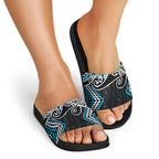 Blue Aotearoa Tukutuku Manawa Tapu Slide Sandals Ta Moko Toi Maori - Aussie Hoodie