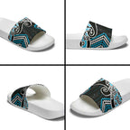 Blue Aotearoa Tukutuku Manawa Tapu Slide Sandals Ta Moko Toi Maori - Aussie Hoodie