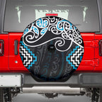 Blue Aotearoa Tukutuku Manawa Tapu Spare Tire Cover Ta Moko Toi Maori