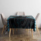 Blue Aotearoa Tukutuku Manawa Tapu Tablecloth Ta Moko Toi Maori